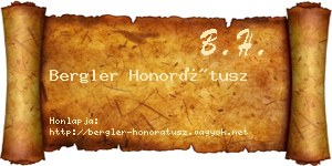 Bergler Honorátusz névjegykártya